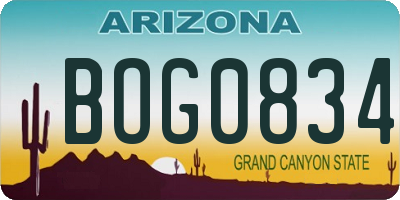 AZ license plate BOG0834
