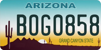 AZ license plate BOG0858