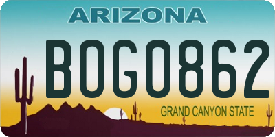 AZ license plate BOG0862