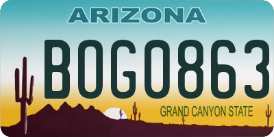 AZ license plate BOG0863