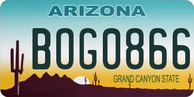 AZ license plate BOG0866
