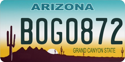 AZ license plate BOG0872
