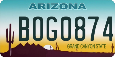 AZ license plate BOG0874