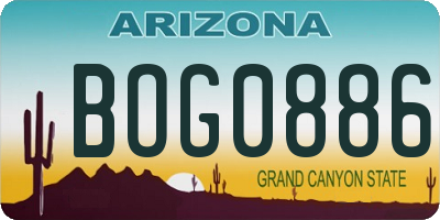AZ license plate BOG0886