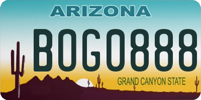 AZ license plate BOG0888