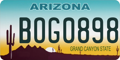 AZ license plate BOG0898