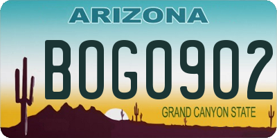 AZ license plate BOG0902