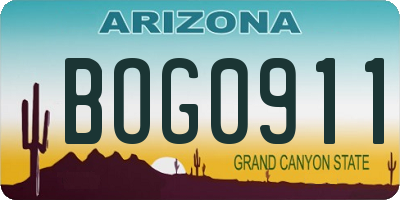 AZ license plate BOG0911
