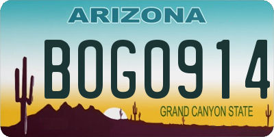 AZ license plate BOG0914