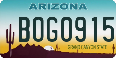 AZ license plate BOG0915