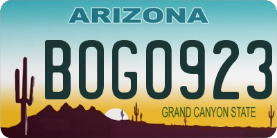 AZ license plate BOG0923