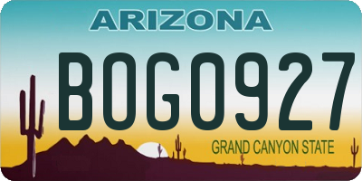 AZ license plate BOG0927
