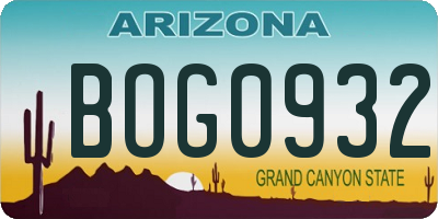 AZ license plate BOG0932
