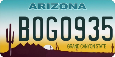 AZ license plate BOG0935