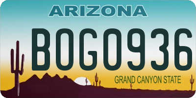 AZ license plate BOG0936