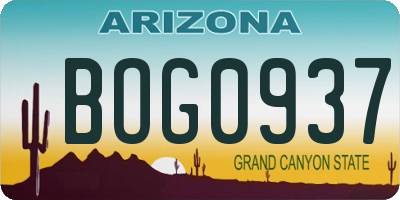 AZ license plate BOG0937