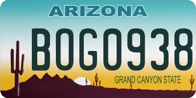 AZ license plate BOG0938
