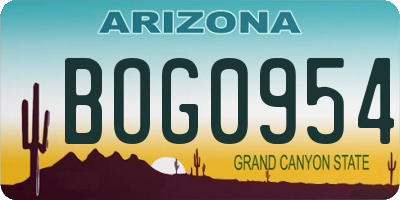 AZ license plate BOG0954