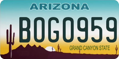 AZ license plate BOG0959