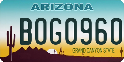 AZ license plate BOG0960