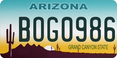 AZ license plate BOG0986