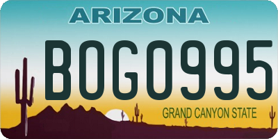 AZ license plate BOG0995