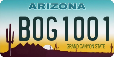 AZ license plate BOG1001