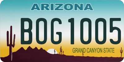 AZ license plate BOG1005