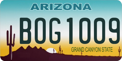 AZ license plate BOG1009