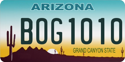 AZ license plate BOG1010