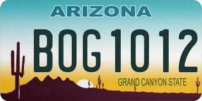 AZ license plate BOG1012