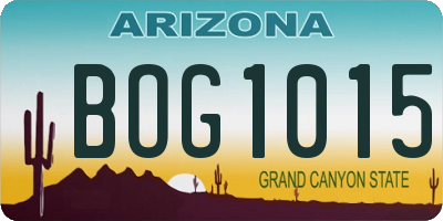 AZ license plate BOG1015