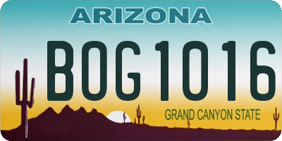 AZ license plate BOG1016