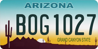 AZ license plate BOG1027
