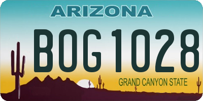 AZ license plate BOG1028