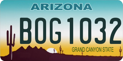 AZ license plate BOG1032