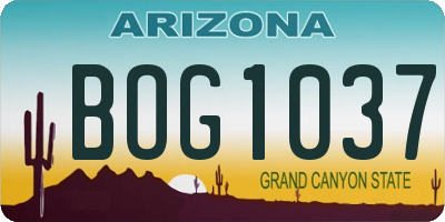 AZ license plate BOG1037