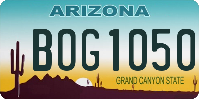 AZ license plate BOG1050