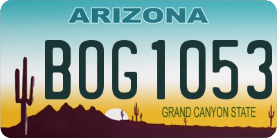 AZ license plate BOG1053