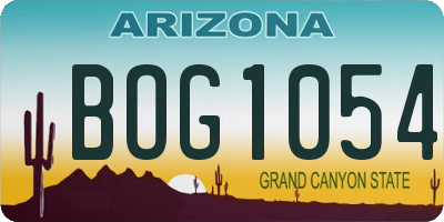 AZ license plate BOG1054