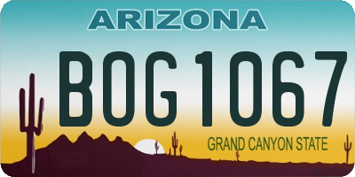 AZ license plate BOG1067