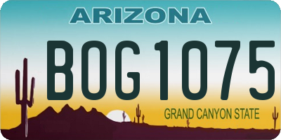 AZ license plate BOG1075