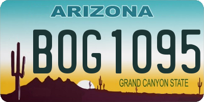 AZ license plate BOG1095