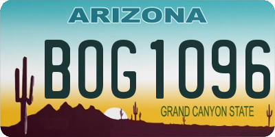 AZ license plate BOG1096