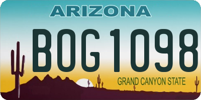 AZ license plate BOG1098