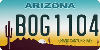 AZ license plate BOG1104
