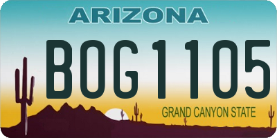 AZ license plate BOG1105