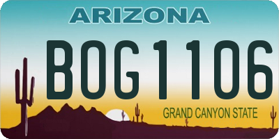 AZ license plate BOG1106