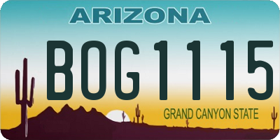 AZ license plate BOG1115