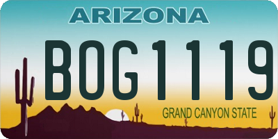 AZ license plate BOG1119